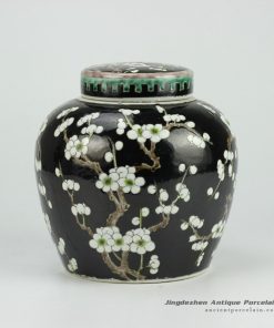 RYQQ34-C_Black Ceramic Plum blossom Jar