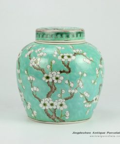 RYQQ34-D_Green Ceramic Plum blossom Jar