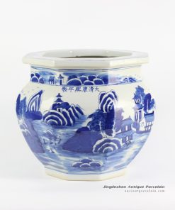 RYLU101-B_Hand paint blue color porcelain planter