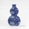 RYLU108-B_calabash shape blue and white vintage style peony flower pattern ceramic vase