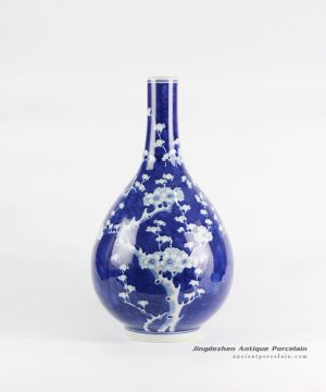 RYLU119_blue and white cherry blossom pattern ceramic vase