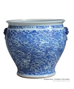 RYLU124-A_Large volume hand paint carp pattern gaint ceramic outdoor pot