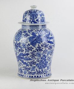 RYNQ196-A_ Floral and phoenix pattern hand paint ceramic jar for hotel decor