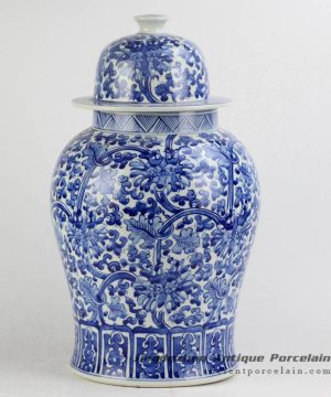 RYNQ196-B_Hand paint blue and white floral porcelain container