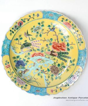 RYQQ38_17.5inch Plain tricolour Qing dynasty reproduction Chinese Porcelain Plate