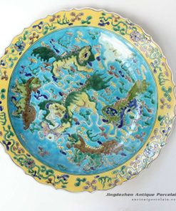 RYQQ39_17.5inch Lion design Chinese Porcelain Plate
