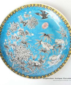 RYQQ42_17inch Flower bird design Chinese Porcelain Charger