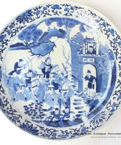 RYQQ45_17inch Blue and white Qing dynasty reproduction Charger