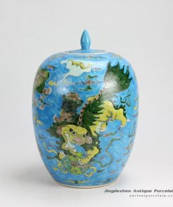RYQQ51-C_H13 inch Jingdezhen hand painted Famille rose kylin design porcelain melon jars