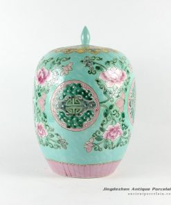 RYQQ51_Hand painted famille rose porcelain melon Jar with floral design