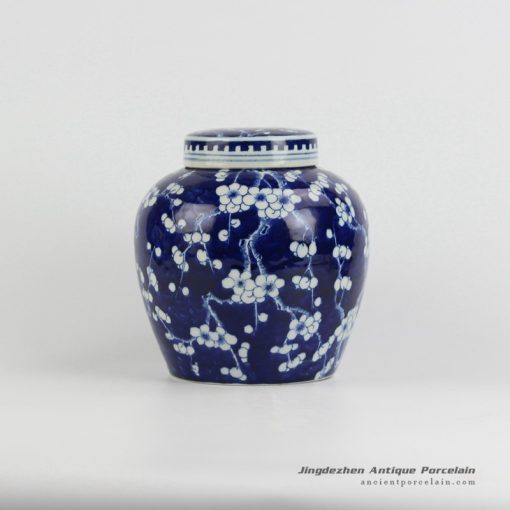 RYQQ53-D_ Best export blue and white hand paint fantastic winter sweet pattern collection ceramic urn