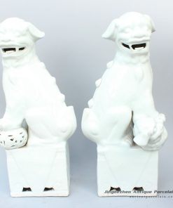 RYXZ03_17.5 inch Pair of Ceramic Foo dog,white