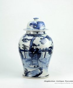 RZFI05-B_Hand paint chinese ancient folk pattern blue and white ceramic ginger jar