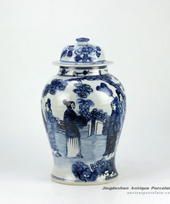RZFI05-C_Hand paint ancient ladies pattern blue and white ceramic chinese jars antique