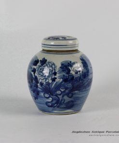 RZFZ-RYLU55-B_ cobalt blue color hand paint floral pattern porcelain sundry jar