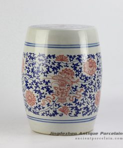 RYSP06-A_ red lotus mark blue and white ceramic barrel stool
