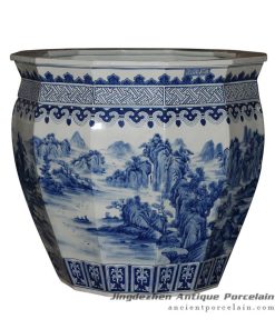 RYUZ05_Chinese Blue White Ceramic Planter