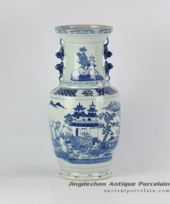 RYVM27_Antique China pavilion pattern collectible value centerpiece porcelain vase