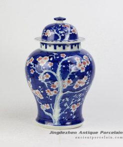 RYWG14_Hand paint blue white hand paint red flower pattern factory direct outlet low price ceramic ginger jar