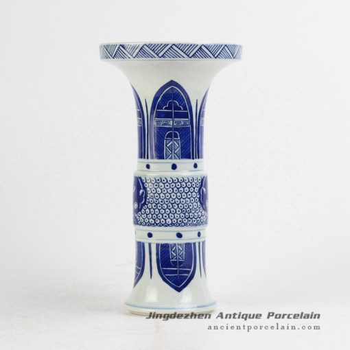 RYXN20_ Wide open brim trumpet shape Russian style ceramic vase