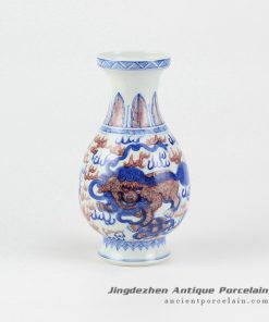 RYXN23_Under glaze blue and red color hand drawn ceramic vase