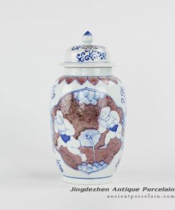 RYXN30_Happy children pattern hand painting red and blue color elegant ceramic ginger jar