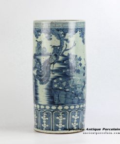 RYZK11_blue and white hand drawing peony flower pattern ceramic umbrella stand