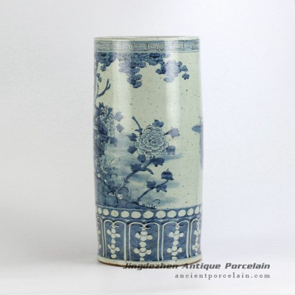 RYZK11_blue and white hand drawing peony flower pattern ceramic umbrella stand RYZK11_blue and white hand drawing peony flower pattern ceramic umbrella stand
