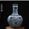 RZFQ03-B_Hot sale item under glaze blue hand paint elegant round belly ceramic exporting vase