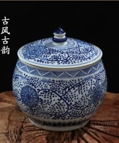 RZFQ07_large capacity household blue and white ceramic jar