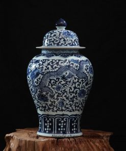 RZFQ10_Oriental style hotel display hand craft art works flying dragon and flower pattern ceramic ginger jar