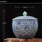 RZFQ21_ Old style blue and white hand paint floral pattern ceramic food container jar