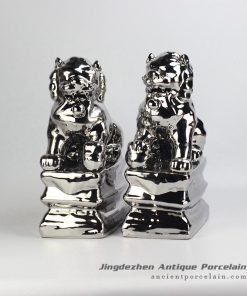 RZGA01-F_Silver lion ceramic doll figurine book end