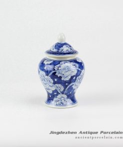 RZIQ02-B_Camellia pattern hand paint cobalt blue beautiful cute ceramic sundries jar