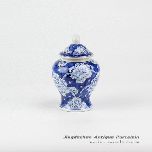 RZIQ02-B_Camellia pattern hand paint cobalt blue beautiful cute ceramic sundries jar