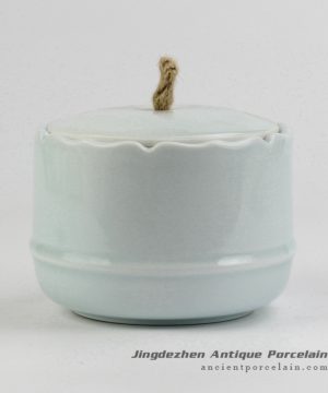 RZIV05_Hemp cord lid celadon glaze porcelain tea jar