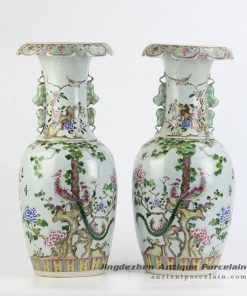 RZJF01_Hand paint famille rose phoenix floral pattern ceramic wedding vases