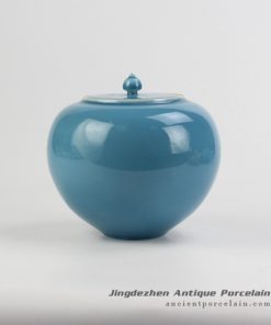 RZJR02_Apple shape cute blue solid color chinaware spice jar