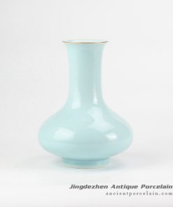 RZJR05_turquoise celadon glaze plain color onion shape ceramic flower vase