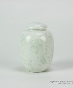 14AA04-b_Jingdezhen celadon hand carved tea jars tea holder brush holder