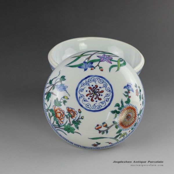 14AS102_Jingdezhen Qing dynasty reproduction Porcelain Inkpad hand painted floral design