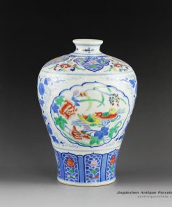 14AS137_Qing dynasty reproduction Jingdezhen Porcelain Vases hand painted bird design