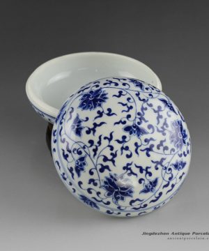 14AS46_Jingdezhen Porcelain Inkpad hand painted blue white flora design