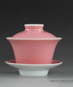 14CS110_Solid color ceramic tea cups gaiwan in yellow green red pink color etc.