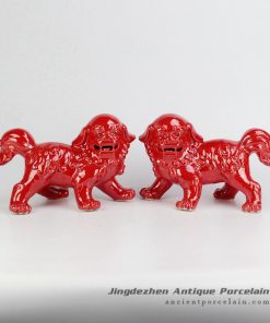 RZKC01-C_red color glaze birthday gift porcelain foo dog in pairs