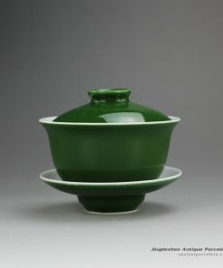 14FS39-A_green glaze ceramic teaware Gaiwan made in Jingdezhen