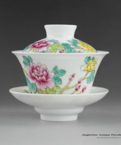 14NY23_Jingdezhen Hand painted floral Porcelain Gaiwan