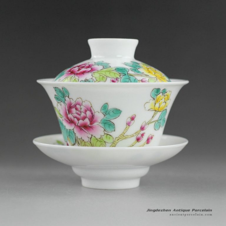 14NY23_Jingdezhen Hand painted floral Porcelain Gaiwan – Chinese ...