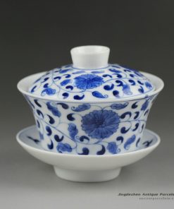 14ZDW02_Jingdezhen Gaiwan, blue white flower design