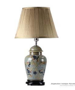 DS44-RYPU_New design floral pattern vintage ginger jar lamps